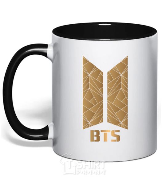 Чашка с цветной ручкой BTS gold logo Черный фото