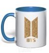 Mug with a colored handle BTS gold logo royal-blue фото