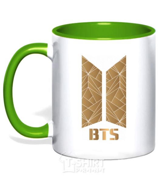 Mug with a colored handle BTS gold logo kelly-green фото