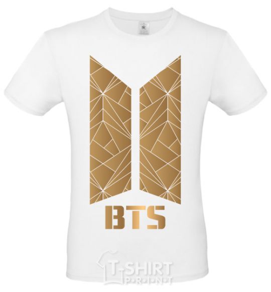 Men's T-Shirt BTS gold logo White фото