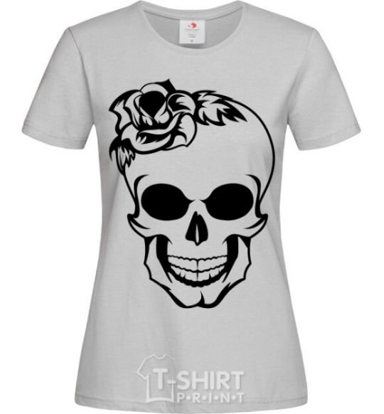 Women's T-shirt Skull lady grey фото