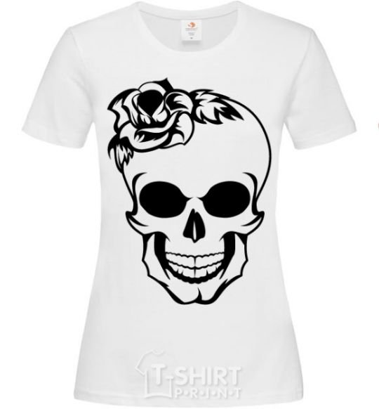 Women's T-shirt Skull lady White фото