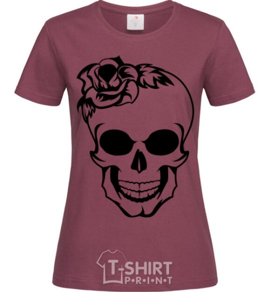 Women's T-shirt Skull lady burgundy фото