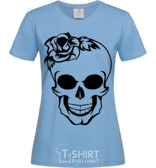 Women's T-shirt Skull lady sky-blue фото