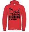 Мужская толстовка (худи) Dad is my name fishing is my game Ярко-красный фото