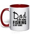 Mug with a colored handle Dad is my name fishing is my game red фото