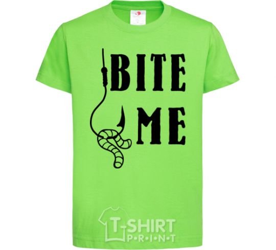 Kids T-shirt Bite me worm orchid-green фото