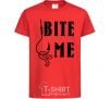 Kids T-shirt Bite me worm red фото