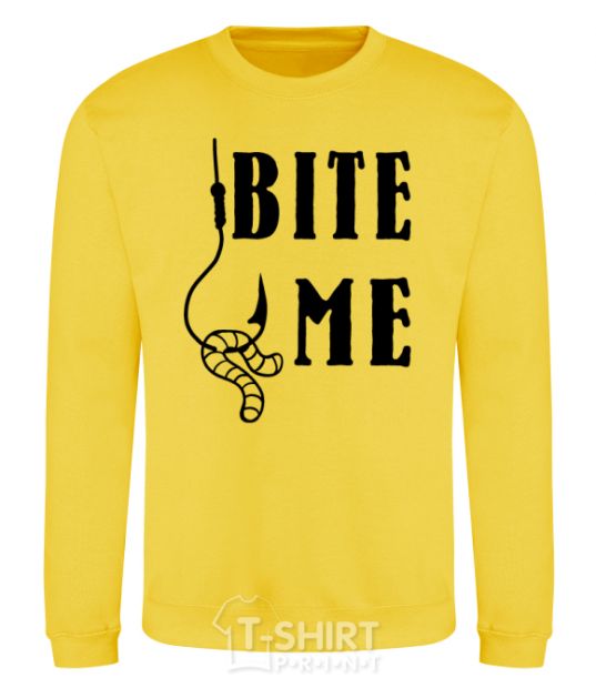 Sweatshirt Bite me worm yellow фото