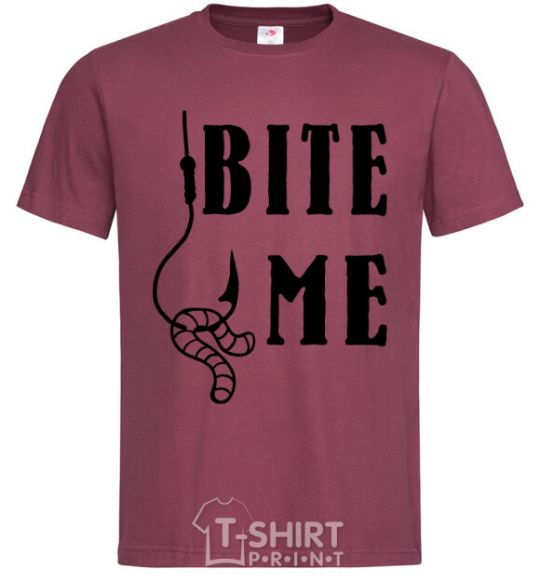 Men's T-Shirt Bite me worm burgundy фото