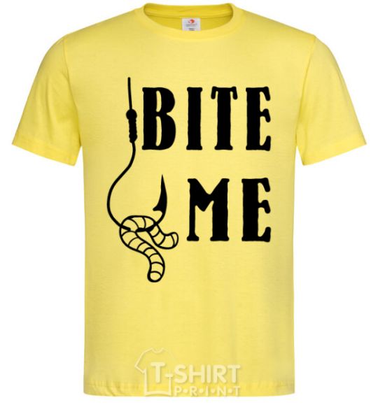 Men's T-Shirt Bite me worm cornsilk фото