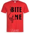 Men's T-Shirt Bite me worm red фото