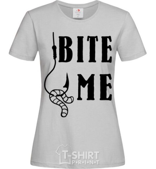 Женская футболка Bite me worm Серый фото