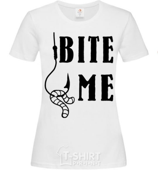 Женская футболка Bite me worm Белый фото