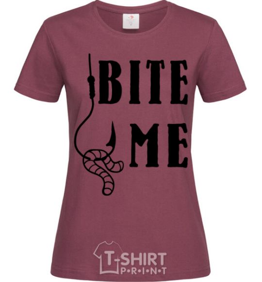 Женская футболка Bite me worm Бордовый фото