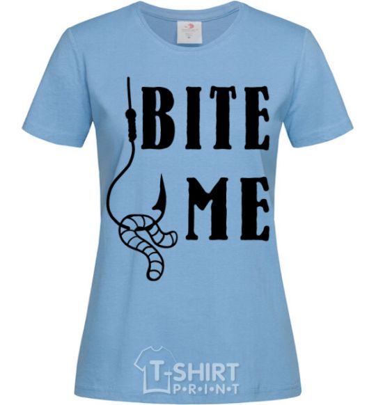 Женская футболка Bite me worm Голубой фото