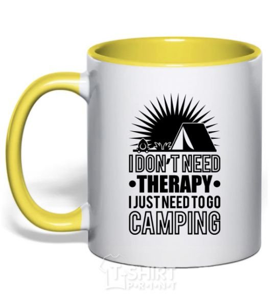 Mug with a colored handle I don't need therapy yellow фото
