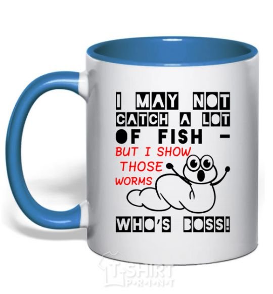 Mug with a colored handle But i show those worms royal-blue фото