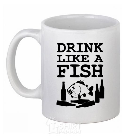 Ceramic mug Drink like a fish black White фото