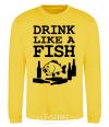 Свитшот Drink like a fish black Солнечно желтый фото