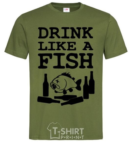 Men's T-Shirt Drink like a fish black millennial-khaki фото