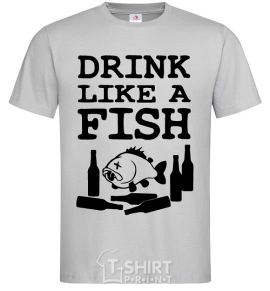 Men's T-Shirt Drink like a fish black grey фото