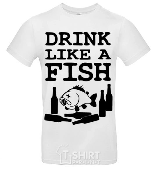 Мужская футболка Drink like a fish black Белый фото