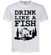Men's T-Shirt Drink like a fish black White фото