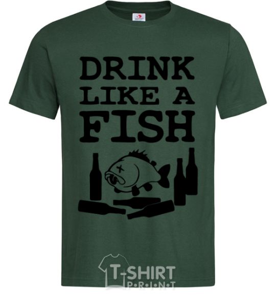 Men's T-Shirt Drink like a fish black bottle-green фото