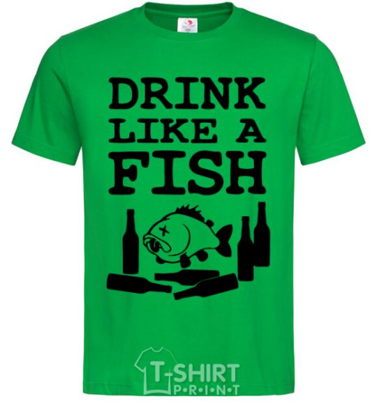 Men's T-Shirt Drink like a fish black kelly-green фото