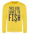 Sweatshirt This girl loves to fish yellow фото