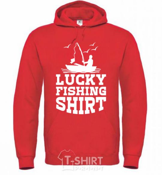 Мужская толстовка (худи) Lucky fishing shirt Ярко-красный фото