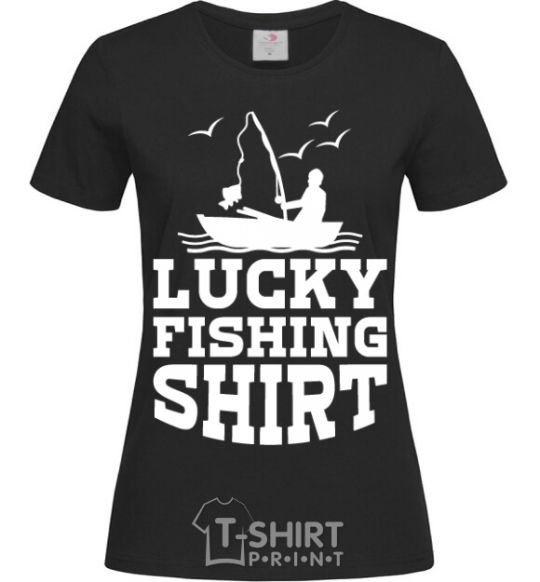 Women's T-shirt Lucky fishing shirt black фото