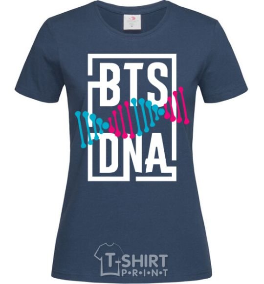Women's T-shirt BTS DNA navy-blue фото