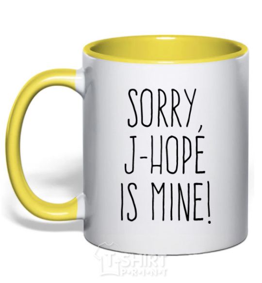 Mug with a colored handle Sorry J-Hope is mine yellow фото