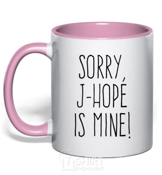 Mug with a colored handle Sorry J-Hope is mine light-pink фото