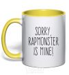 Mug with a colored handle Sorry Rapmonster is mine yellow фото