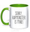 Mug with a colored handle Sorry Rapmonster is mine kelly-green фото