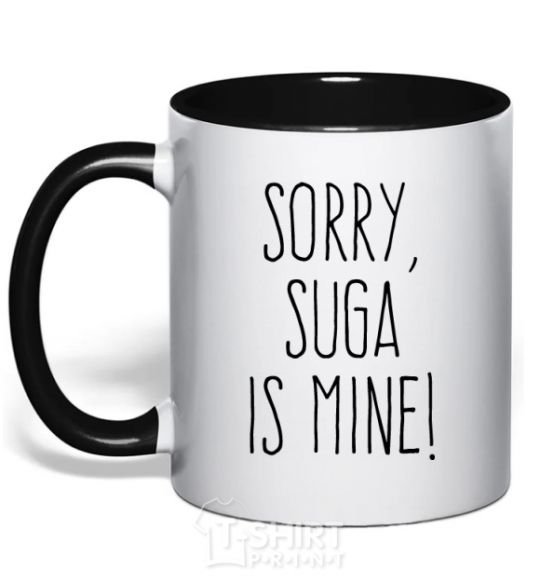 Mug with a colored handle Sorry Suga is mine black фото