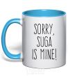 Mug with a colored handle Sorry Suga is mine sky-blue фото