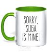 Mug with a colored handle Sorry Suga is mine kelly-green фото