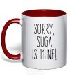 Mug with a colored handle Sorry Suga is mine red фото