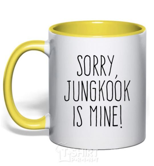 Чашка с цветной ручкой Sorry Jungkook is mine Солнечно желтый фото