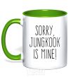 Mug with a colored handle Sorry Jungkook is mine kelly-green фото