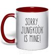 Mug with a colored handle Sorry Jungkook is mine red фото