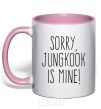 Mug with a colored handle Sorry Jungkook is mine light-pink фото