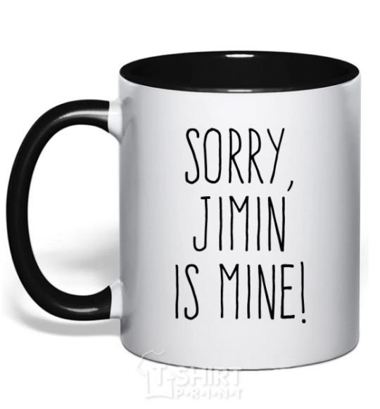 Mug with a colored handle Sorry Jimin is mine black фото