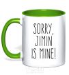 Mug with a colored handle Sorry Jimin is mine kelly-green фото