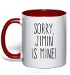 Mug with a colored handle Sorry Jimin is mine red фото