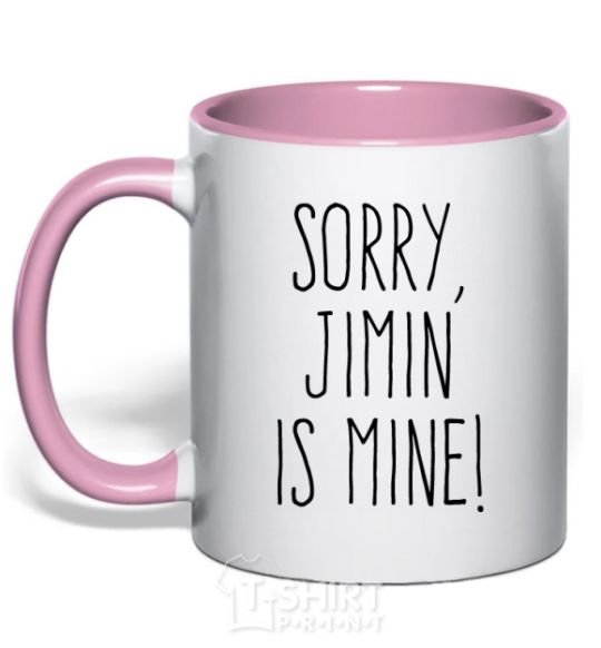 Mug with a colored handle Sorry Jimin is mine light-pink фото